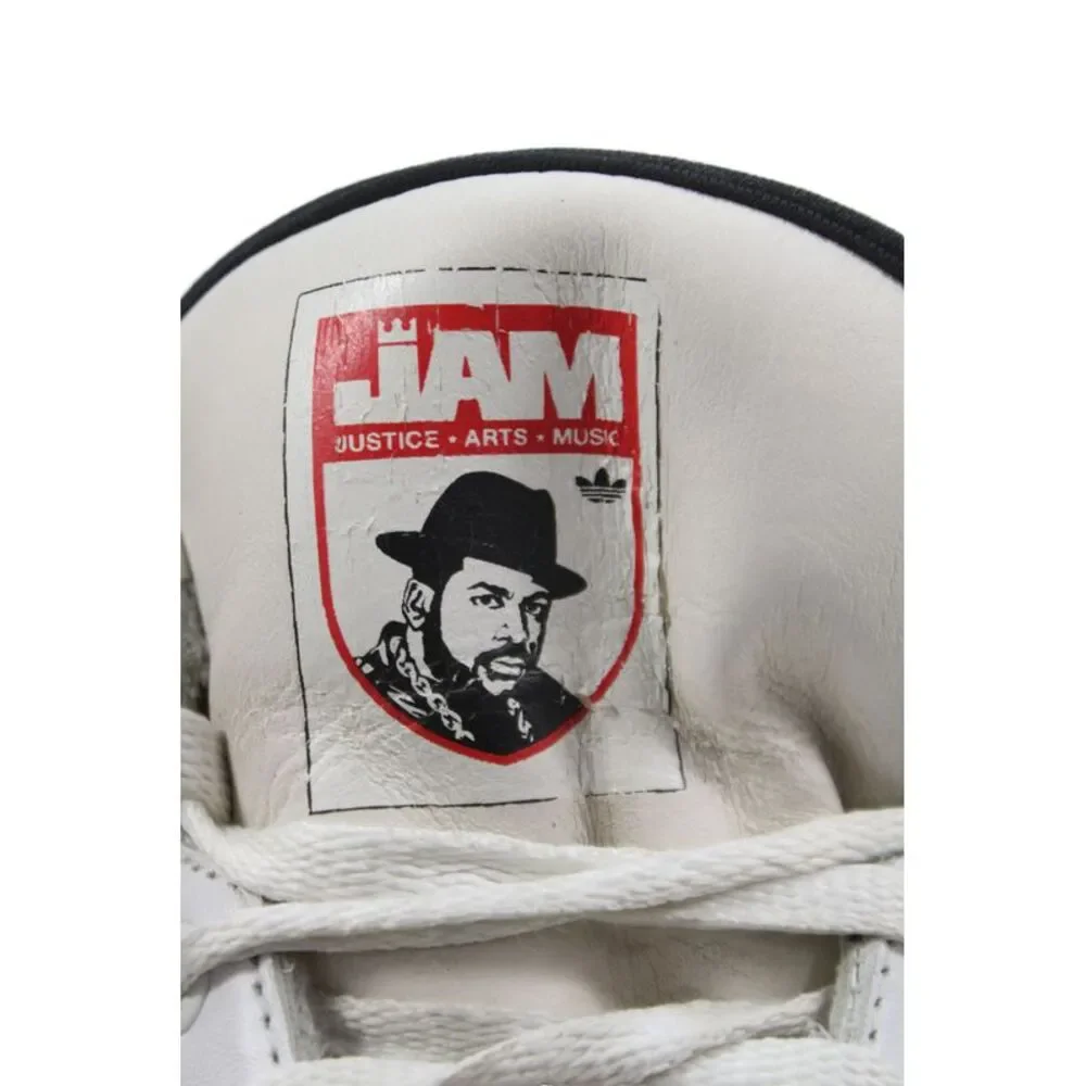 Adidas Mens Leather Jam Master Jay Tribute Sneakers White Black Size 9